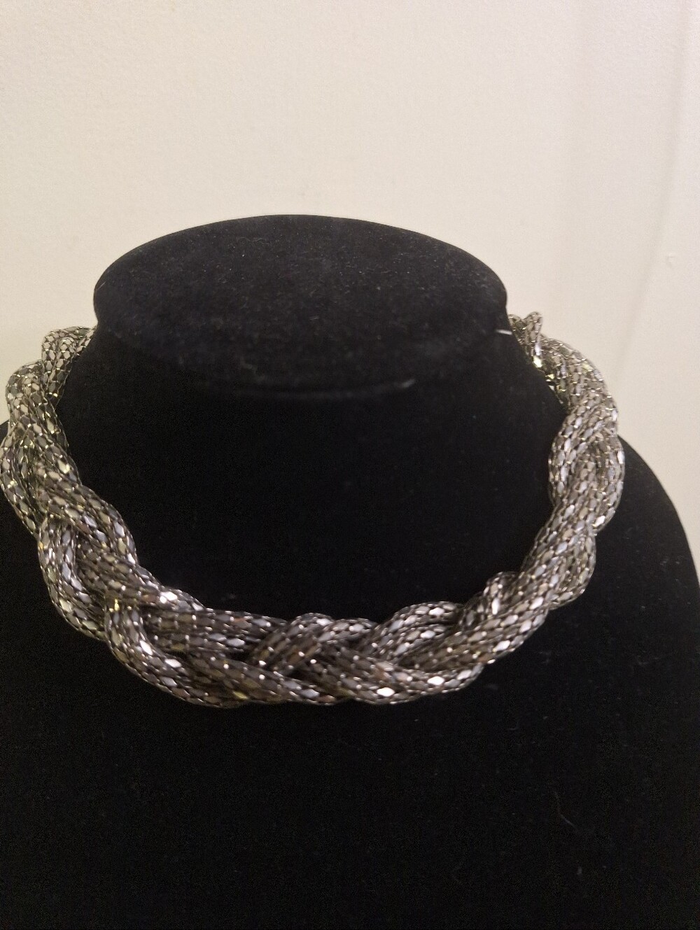 Express Braided Metallic Choker Style Necklace - Silver